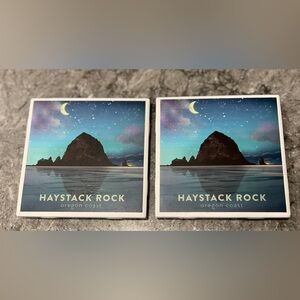 Set of 2 Haystack Rock Oregon Coast Coasters